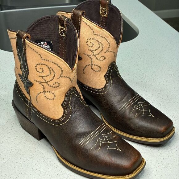 Justin Gypsy L2949 Western Cowgirl Boots Brown Tan Square Toe Size 9.5B EUC - Picture 8 of 10